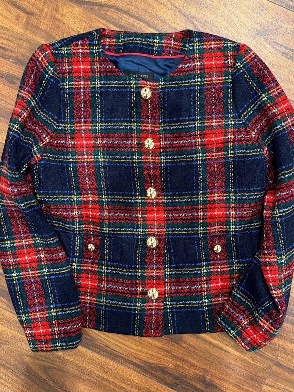 Talbots plaid tartan blazer lady jacket like new size 4P petite